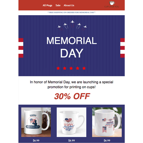 Memorial Day Simple Mug Sale